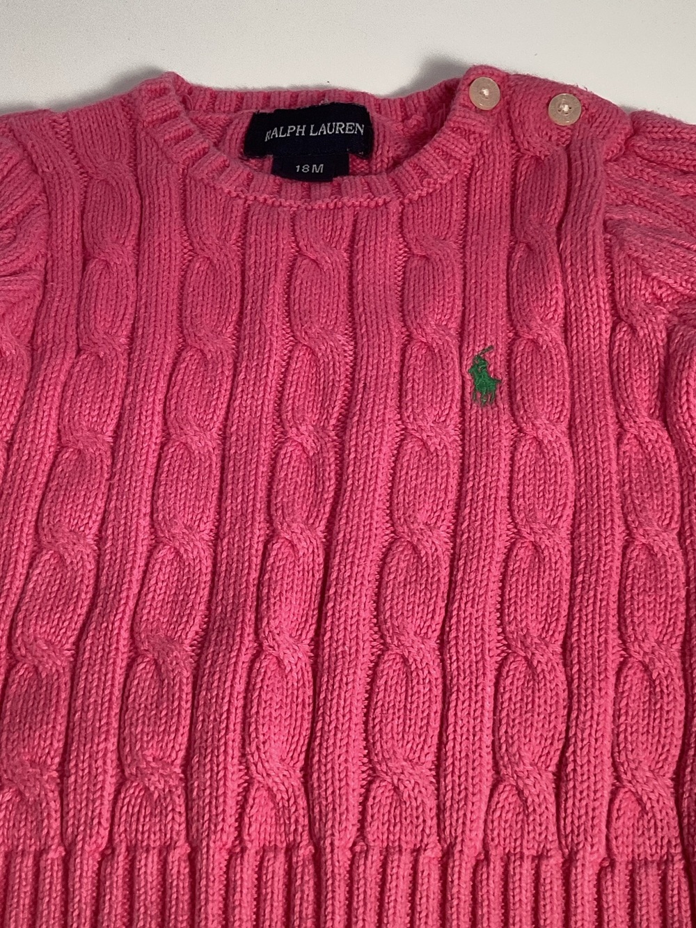 Ralph Lauren Hot Pink Cable Knit Crewneck Sweater